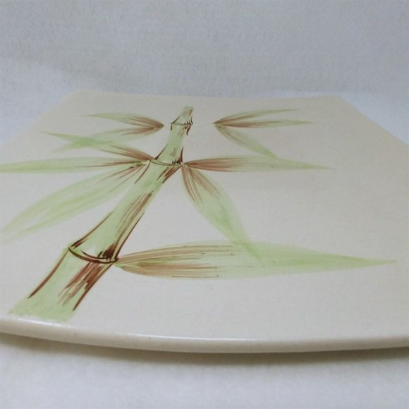 Serving Platter Hand Painted Bamboo Stalk Made in Italy 13.5" Vintage - Picture 4 of 5
